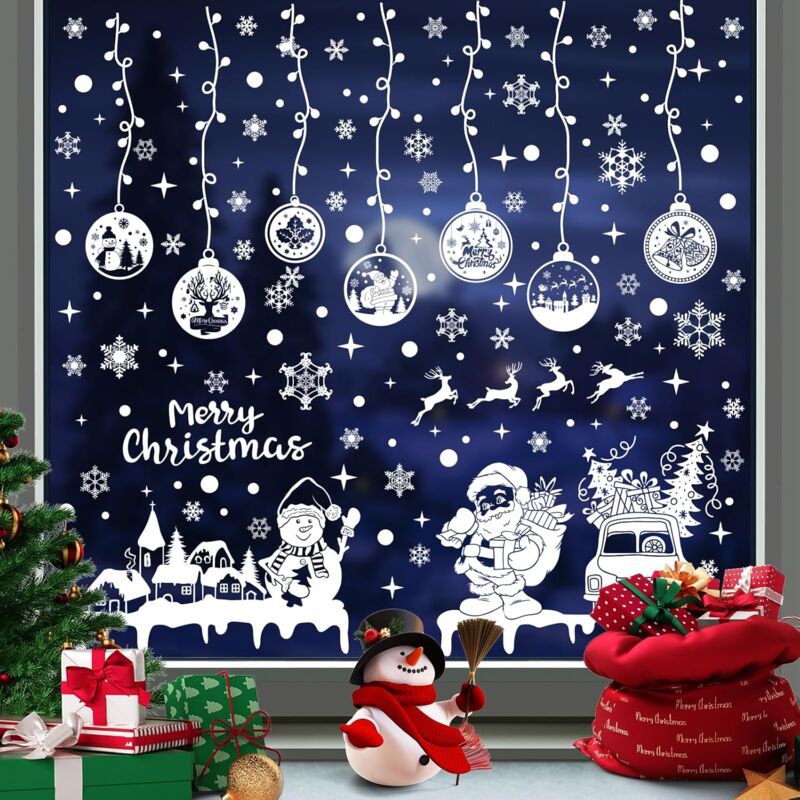 foto del prodotto adesivi per finestre, adesivi per finestre di natale, adesivi fai da te rimovibili per decorazioni natalizie per finestre, adesivi per finestre in