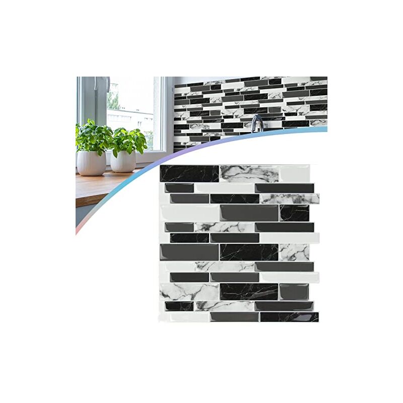 foto del prodotto adesivi per piastrelle, confezione da 10 pellicole per piastrelle in pvc, 30 x 30 cm, confezione da 10, 1 set di pellicole decorative autoadesive per