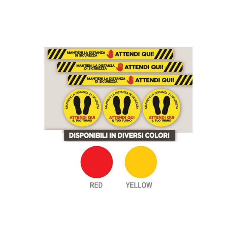 foto del prodotto adesivi segnaletica da pavimento per distanza di sicurezza tondo yellow diam. 30 cm
