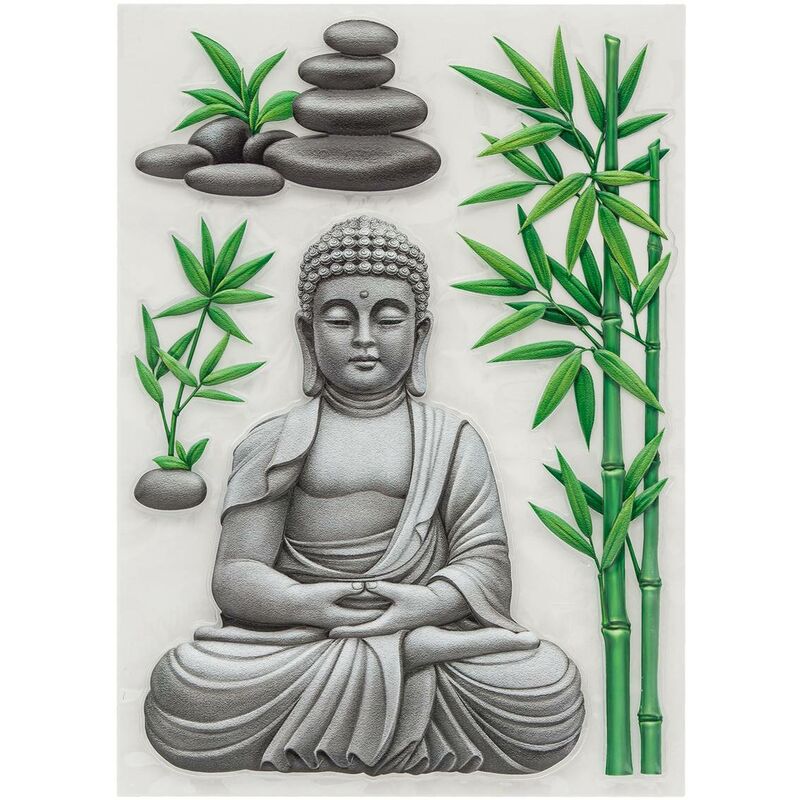 foto del prodotto adesivo con rilievo del buddha 50x30 buddha di bamb atmosphera cr ateur d int rieur