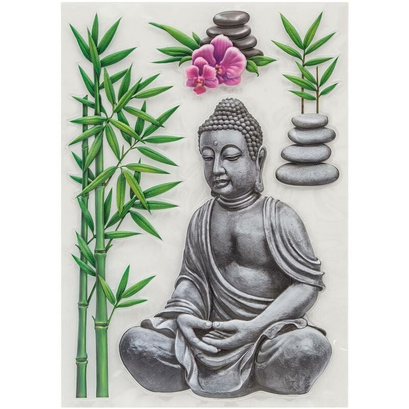foto del prodotto adesivo con rilievo del buddha 50x30 fiori di bamb di buddha atmosphera cr ateur d int rieur