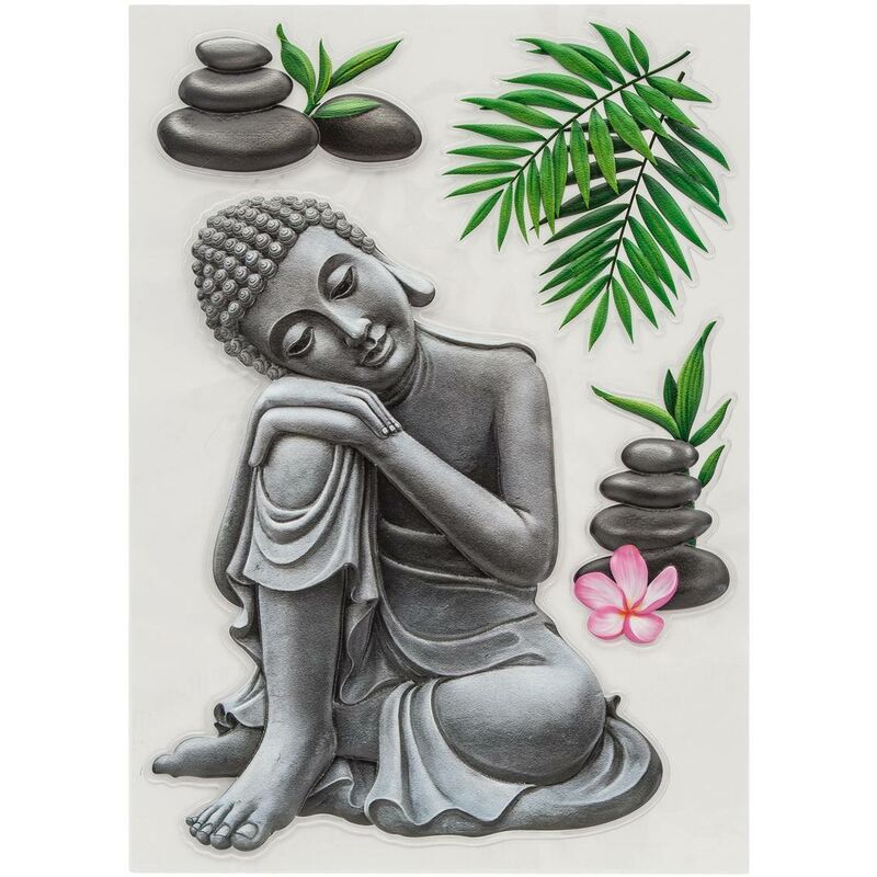 foto del prodotto adesivo con rilievo del buddha 50x30 testa pendente di buddha atmosphera cr ateur d int rieur