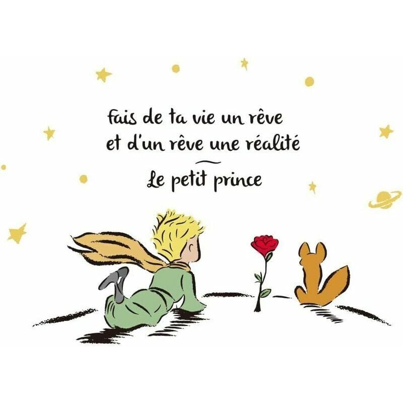 foto del prodotto adesivo da parete il piccolo principe, adesivi murali, citazioni, rendi la tua vita un sogno, decorazione da parete, cameretta dei bambini, cameretta