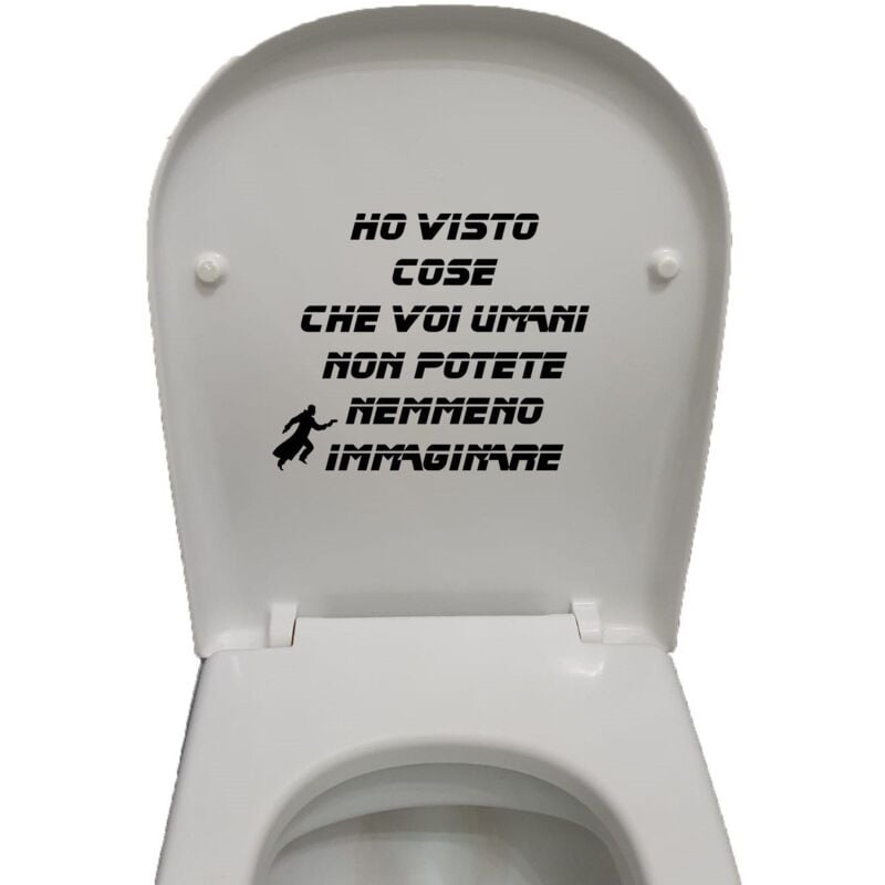 foto del prodotto adesivo divertente per copriwater frase blade runner