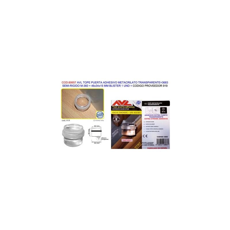 foto del prodotto adesivo fermaporta metacrilato trasparente 36046x34x15mm bl1 u3683 919 avl