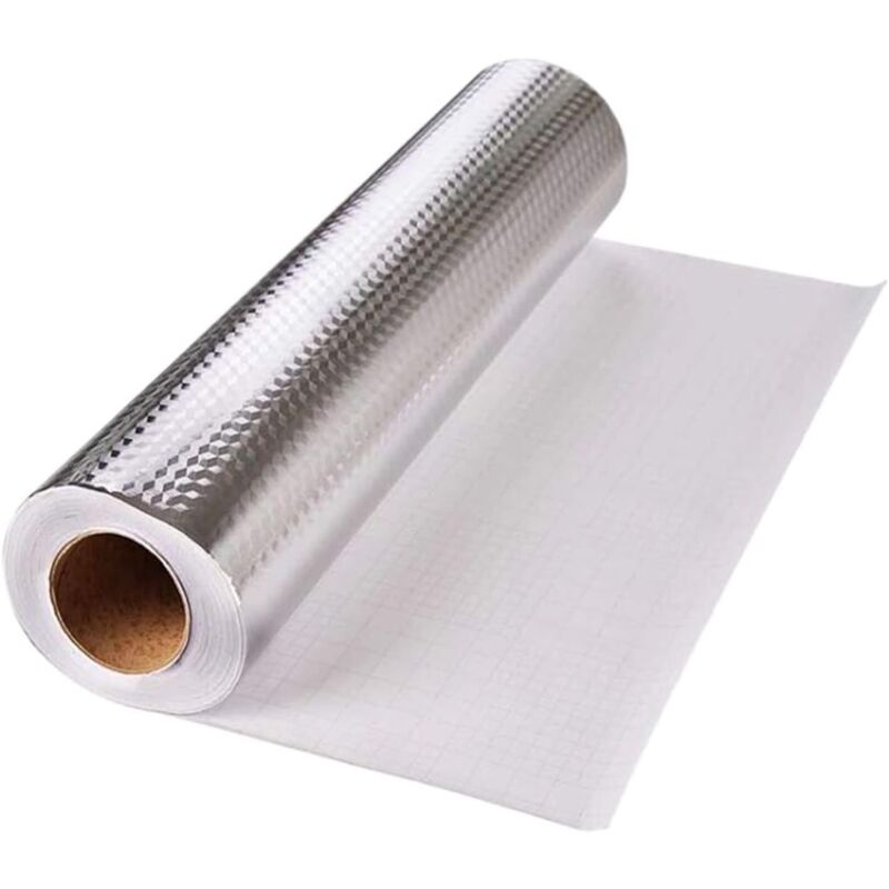foto del prodotto adesivo in alluminio resistente al calore, impermeabile e antigrasso, 40 cm x 5 m, cucina