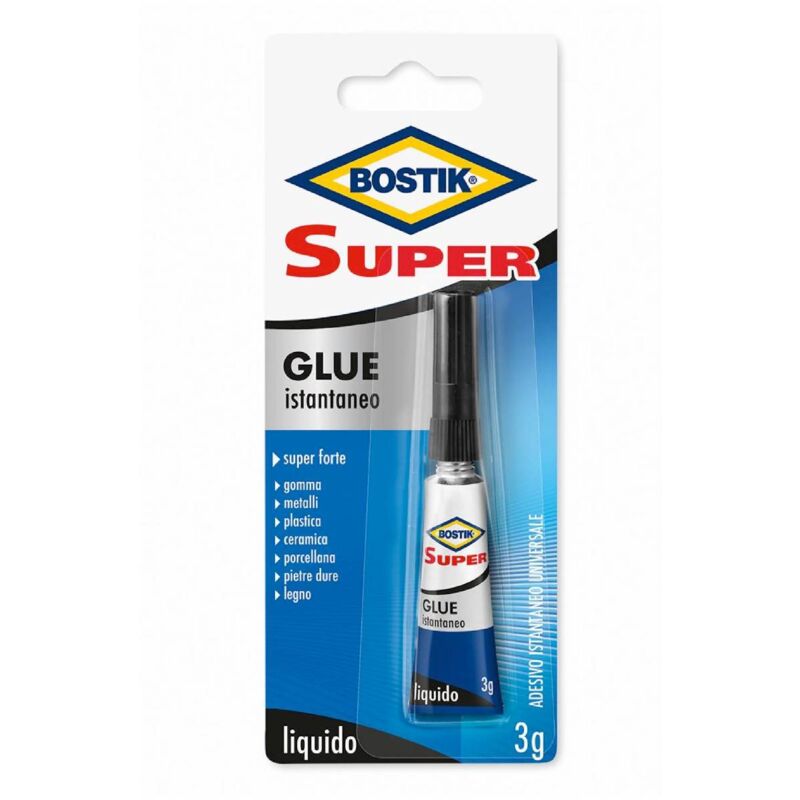 foto del prodotto adesivo istantaneo super glue ideale per incollaggi invisibili e resistenti in tubetto da 3 gr 12 pezzi