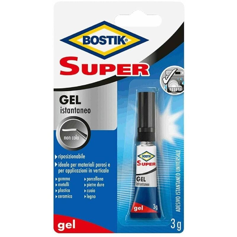 foto del prodotto adesivo istantaneo universale gel super ideale per materiali porosi in tubetto da 3 gr 12 pezzi