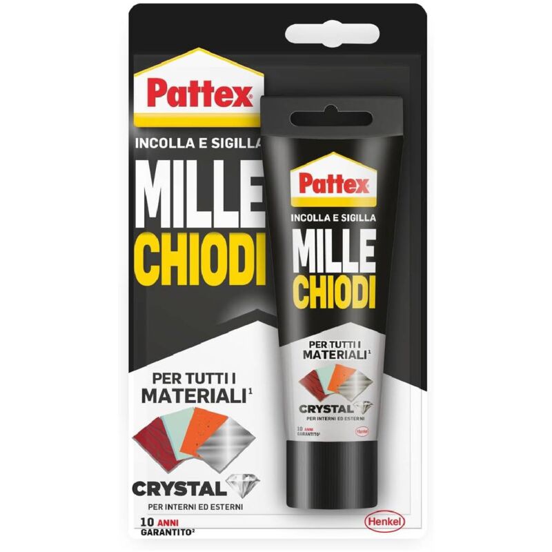 foto del prodotto adesivo millechiodi crystal trasparente forte e resistente ai raggi uv in tubetto da 90 gr 1 pezzo