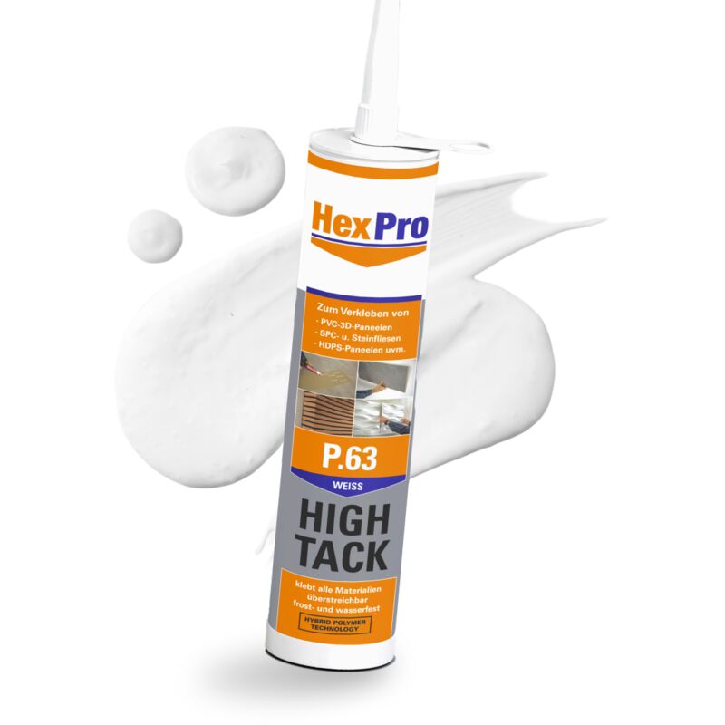 foto del prodotto adesivo montaggio hexpro p63 extra forte, adesivo per tutti gli usi, per interni ed esterni 1 pezzo, p63 290 ml