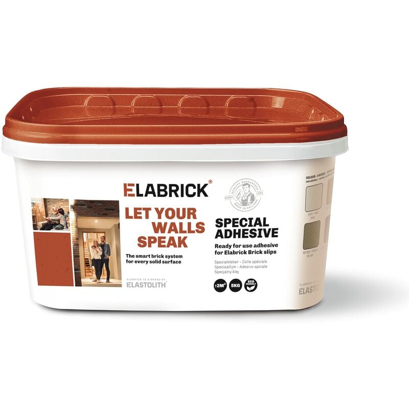 foto del prodotto adesivo per mattoni elabrick, 5kg, pronto all uso, colla monocomponente in pasta, bianco, copre 2m , adatto sia per uso indoor che outdoor, fai da