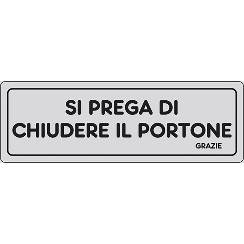 foto del prodotto adesivo si prega di chiudere il portone grazie abitazioni 15cmx5cm