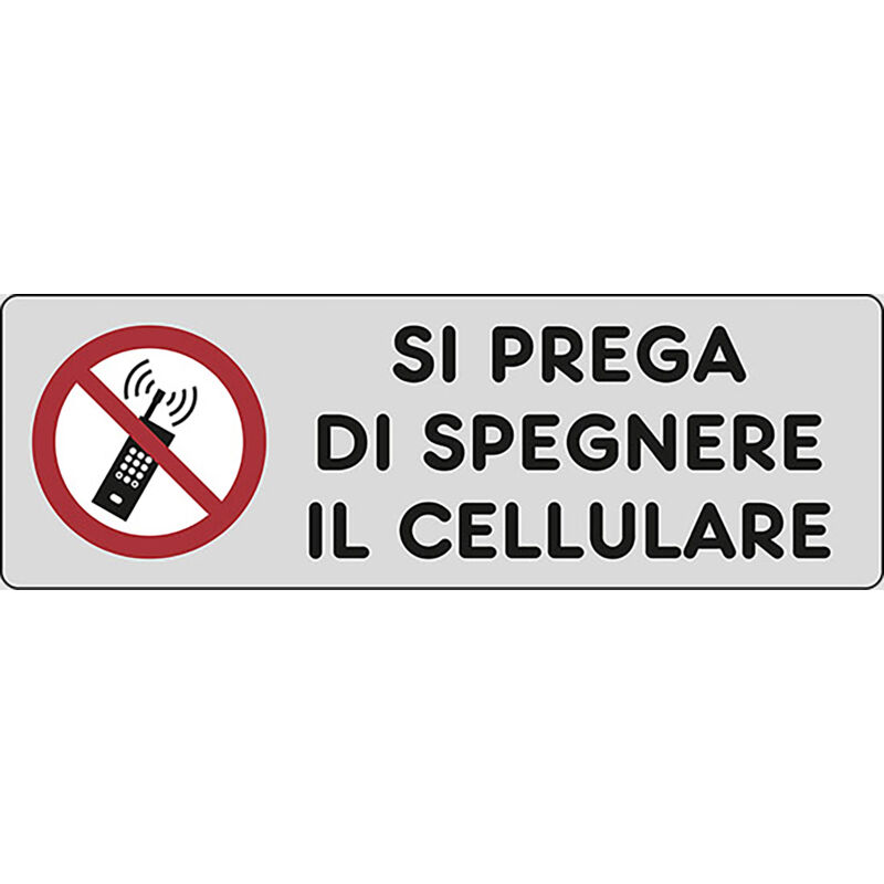 foto del prodotto adesivo si prega di spegnere il cellulare no phone 15cmx5cm