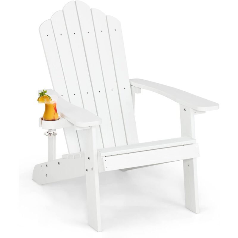 foto del prodotto adirondack sedia da giardino con portabicchieri, poltrona esterno resistente alle intemperie per patio, giardino, braciere, prato e campeggio