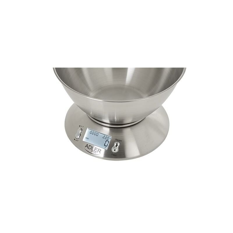 foto del prodotto adler ad 3134 bilancia da cucina digitale con display lcd, alta precisione 1gr, fino a 5 kg, ciotola di misurazione,