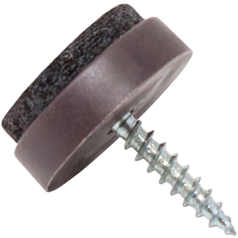 foto del prodotto adsamm 100 x feltrini con vite marrone 20 mm tondi scivoli in plastica con vite e base in feltro piedini protettivi per mobili adsamm 
