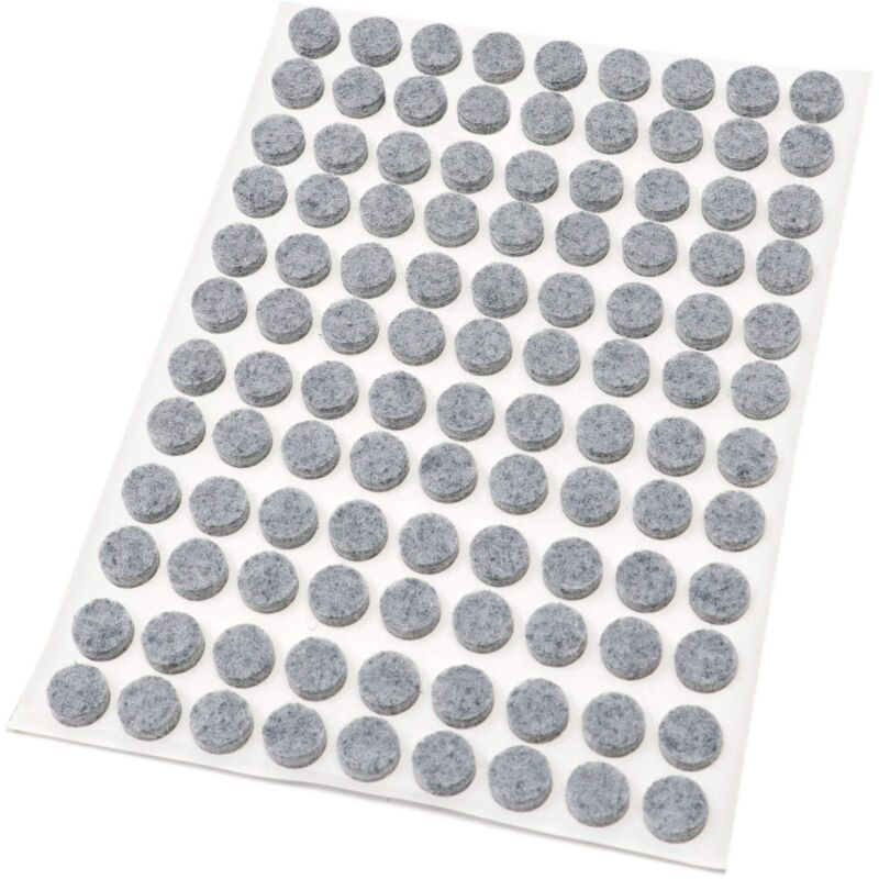 foto del prodotto adsamm 108 x feltrini autoadesivi grigio 10 mm rotondo piedini per mobili in feltro da 3.5 mm di spessore pad protettivi per arredi