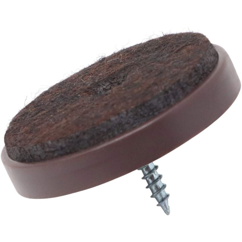 foto del prodotto adsamm 16 x feltrini con vite marrone 40 mm tondi scivoli in plastica con vite e base in feltro piedini protettivi per mobili adsamm 