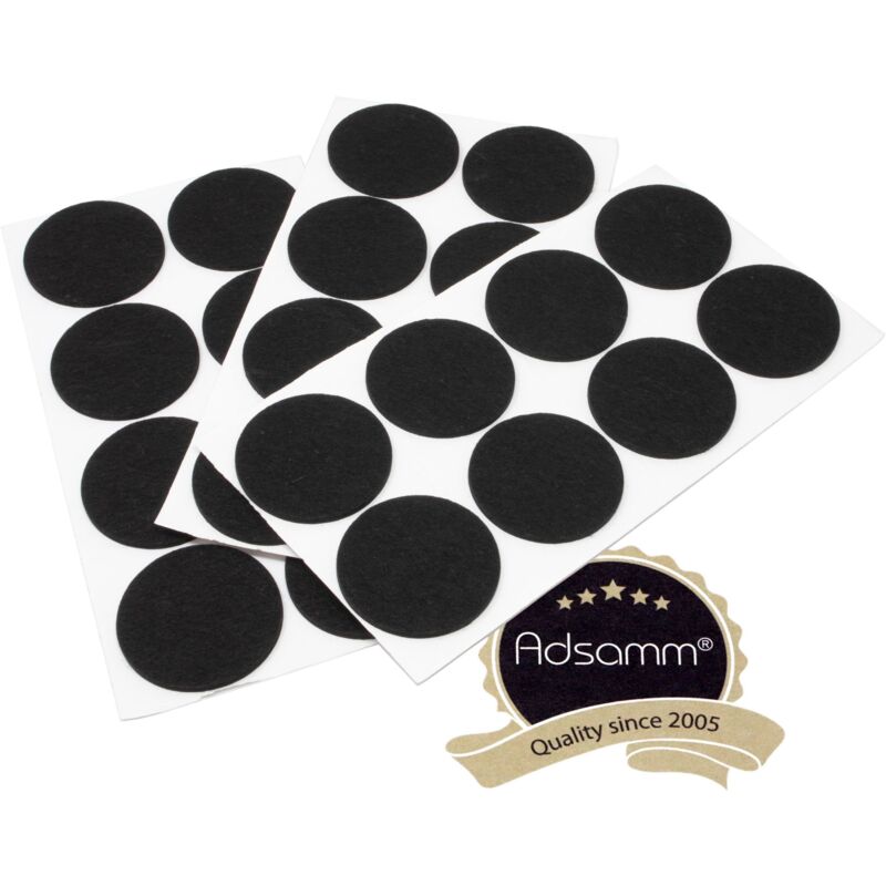 foto del prodotto adsamm 24 x feltrini autoadesivi nero 60 mm rotondo piedini per mobili in feltro da 3.5 mm di spessore pad protettivi per arredi