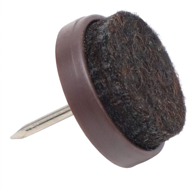 foto del prodotto adsamm 32 x feltrini con chiodo marrone 20 mm tondi scivoli in plastica con chiodo e base in feltro piedini protettivi per mobili