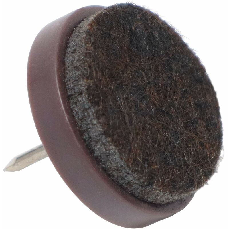 foto del prodotto adsamm 32 x feltrini con chiodo marrone 24 mm tondi scivoli in plastica con chiodo e base in feltro piedini protettivi per mobili