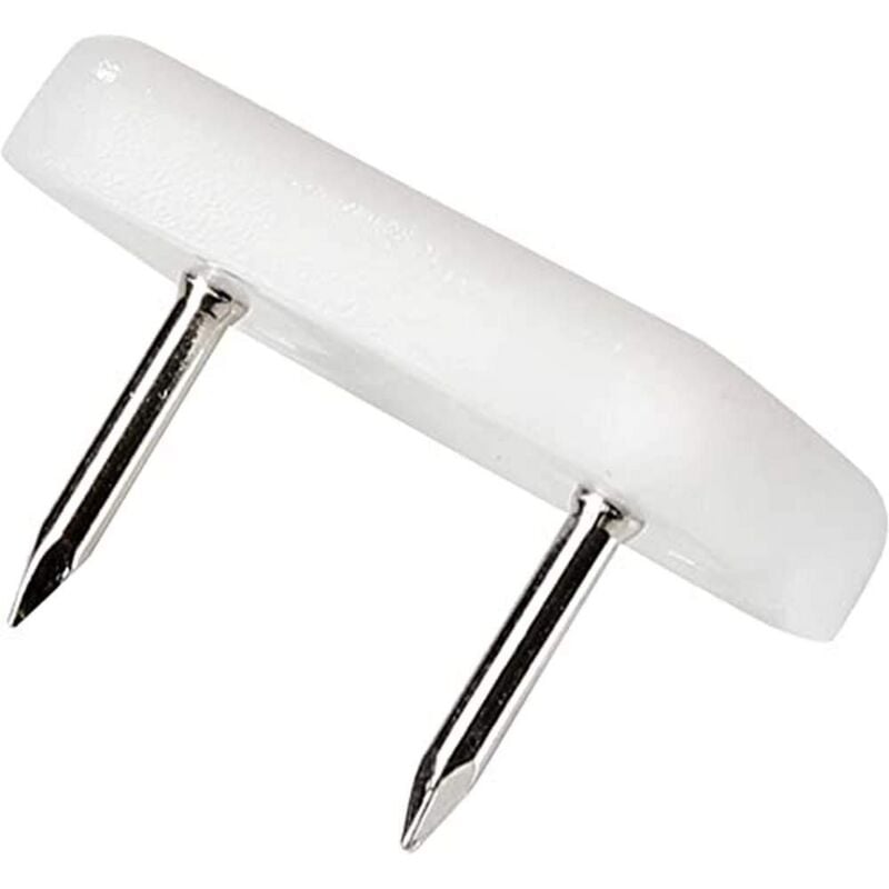 foto del prodotto adsamm 32 x scivoli in plastica con 2 chiodi bianchi 18x30 mm rettangolari puntali sottosedia in polietilene con chiodi piedini