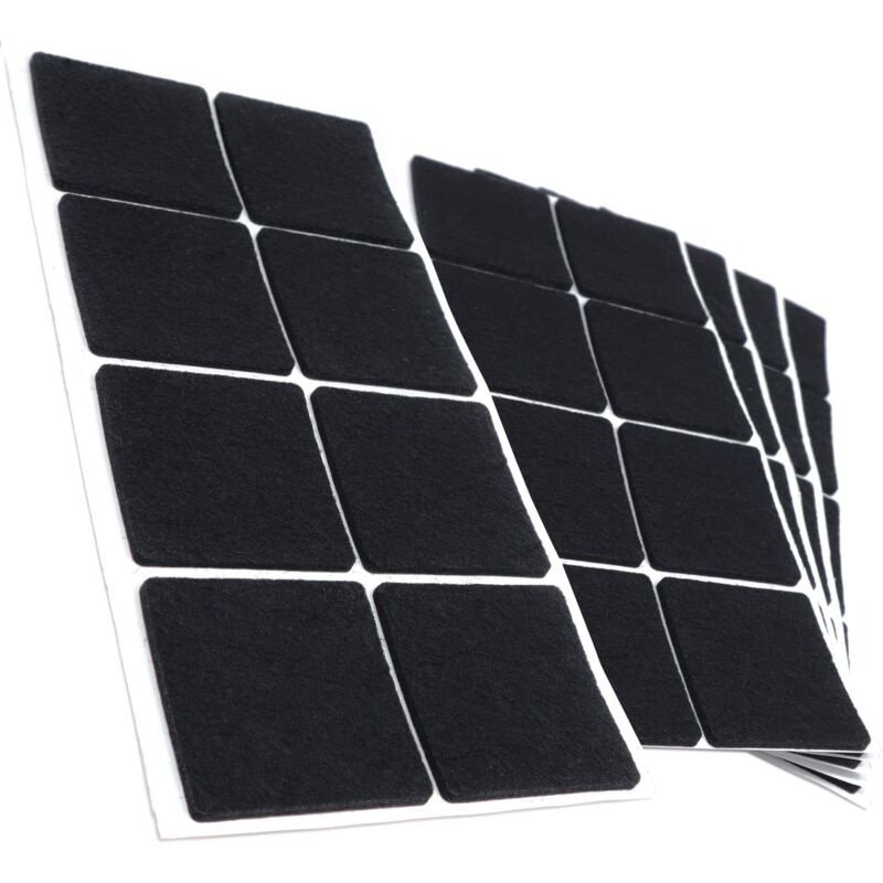 foto del prodotto adsamm 40 x feltrini autoadesivi nero 50x50 mm quadrato piedini per mobili in feltro da 3.5 mm di spessore pad protettivi per arredi