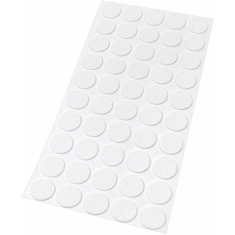 foto del prodotto adsamm 50 x feltrini autoadesivi ultrasottili bianco 20 mm rotondo piedini per mobili in feltro extra fine da 1.5 mm di spessore pad protettivi