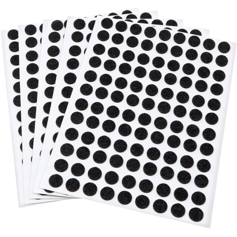foto del prodotto adsamm 540 x feltrini autoadesivi ultrasottili nero 10 mm rotondo piedini per mobili in feltro extra fine da 1.5 mm di spessore pad protettivi