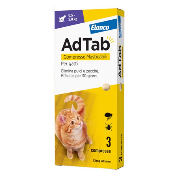 foto del prodotto adtab elanco compresse masticabili antiparassitario orale per gatti gatti fino a 2 kg antiparassitario per gatti 1 ordine scegli lo sconto bzr5 bzr20 200 punti fedelt 