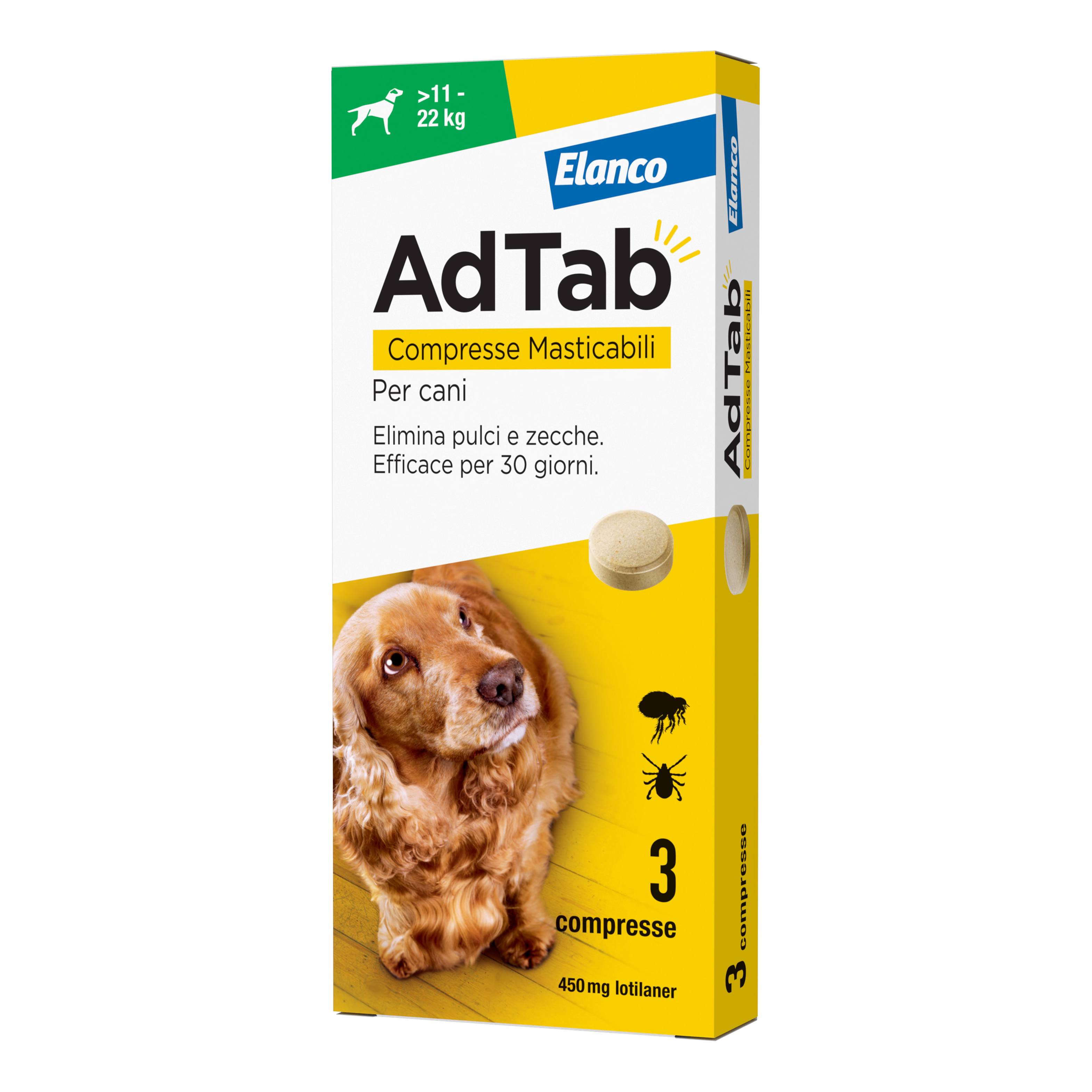 foto del prodotto adtab per cani da 11 a 22kg 3 compresse masticabili 450mg