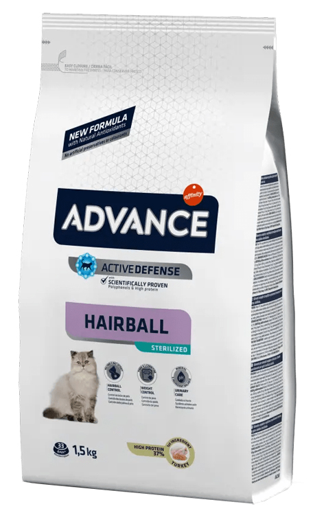 foto del prodotto advance gatto adulto hairball sterilizzato 1,5 kg