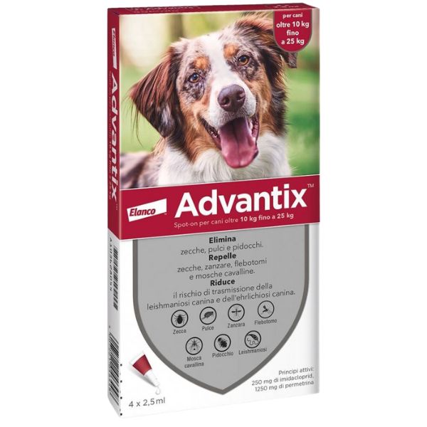 foto del prodotto advantix antiparassitario spot on per cani cani 10 25 kg 4 pipette antiparassitario per cani 1 ordine scegli lo sconto bzr5 bzr20 200 punti fedelt 