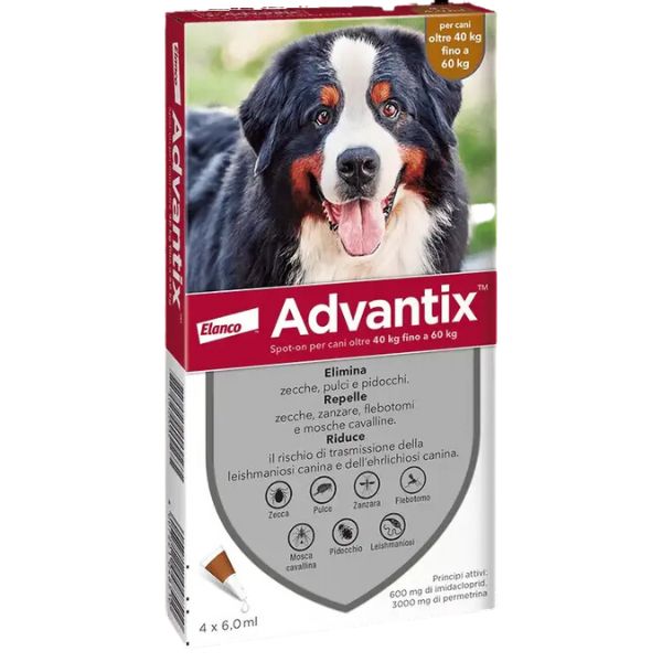 foto del prodotto advantix antiparassitario spot on per cani cani 40 60 kg 4 pipette antiparassitario per cani 1 ordine scegli lo sconto bzr5 bzr20 200 punti fedelt 