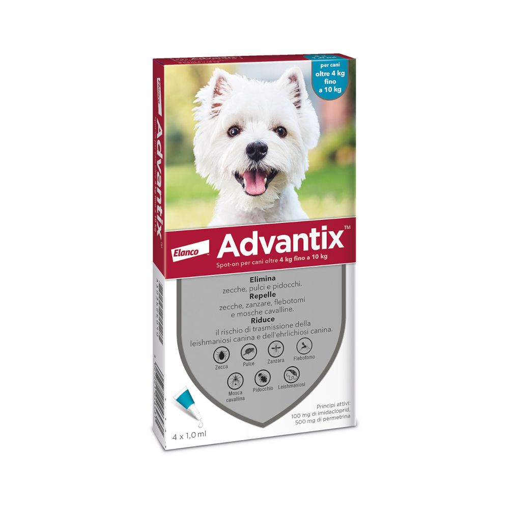 foto del prodotto advantix spot on antiparassitario per cani oltre 4 kg fino a 10 kg 6 pipette 1,0 ml 