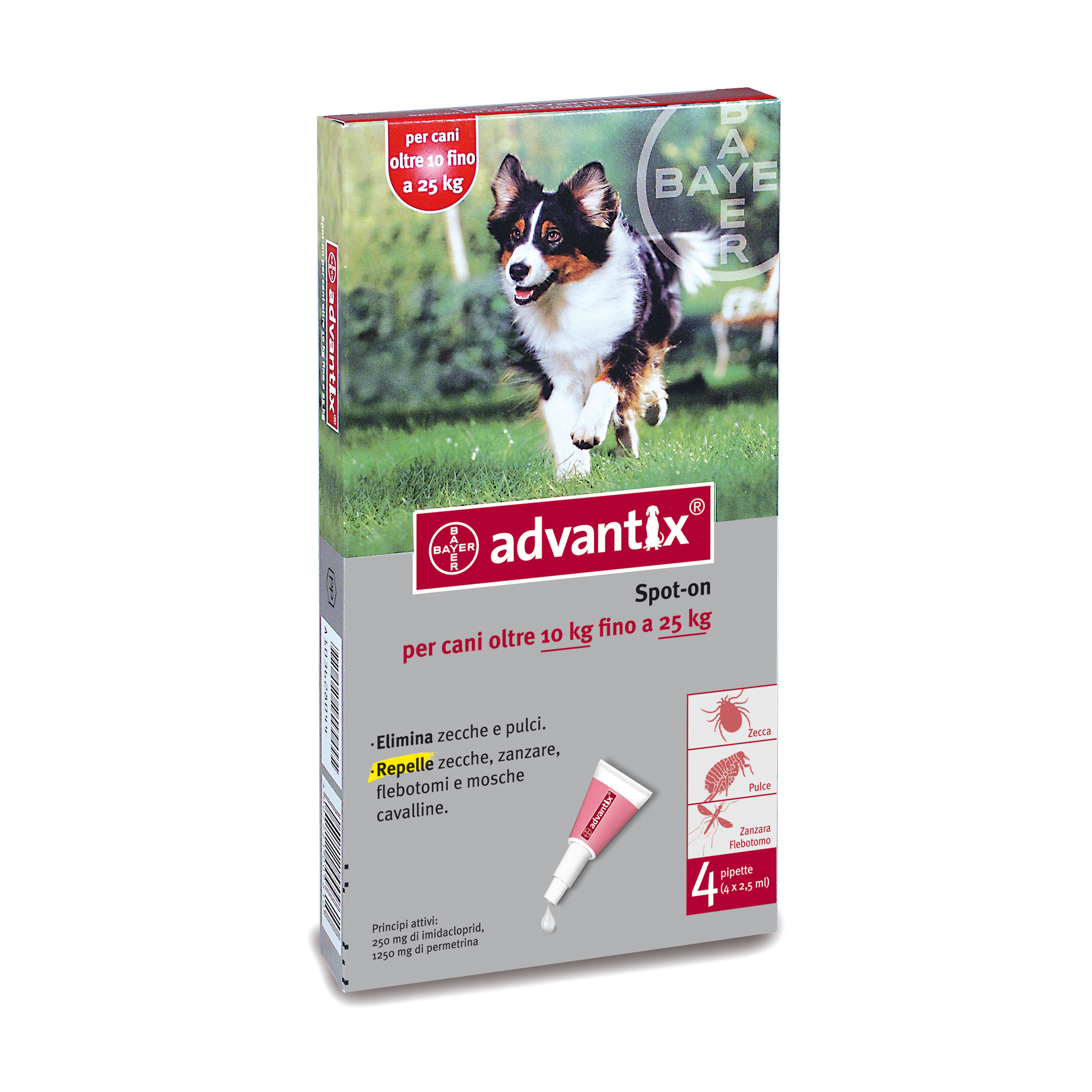 foto del prodotto advantix spot-on cani da 10 a 25 kg 4 pipette monodose 2,5 ml