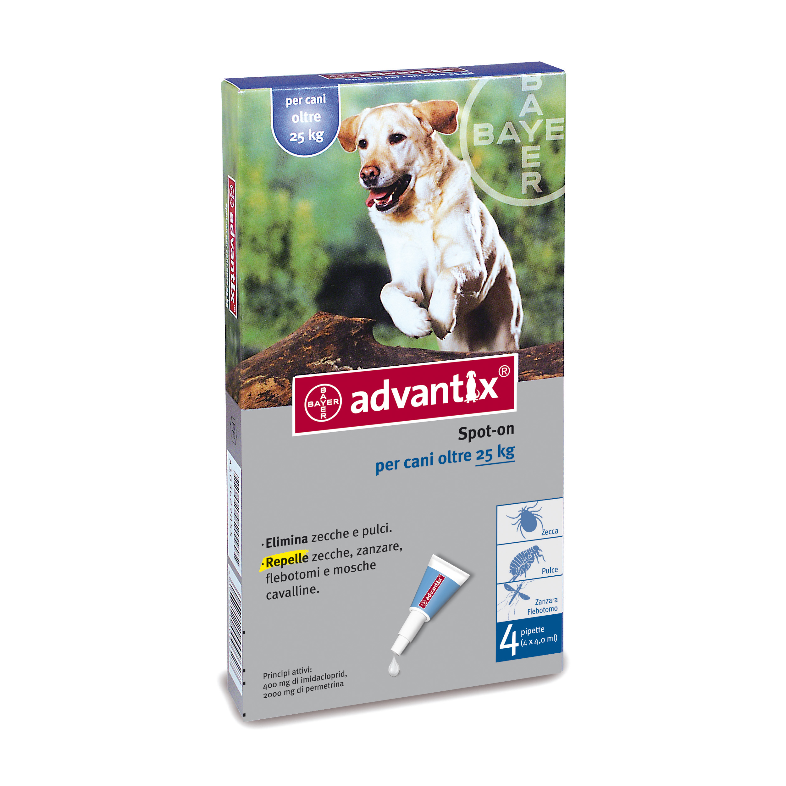 foto del prodotto advantix spot-on cani oltre 25 kg fino a 40 kg 4 pipette monodose 4 ml