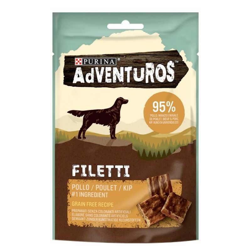 foto del prodotto adventuros cane snack 7 pezzi 70gr pollo