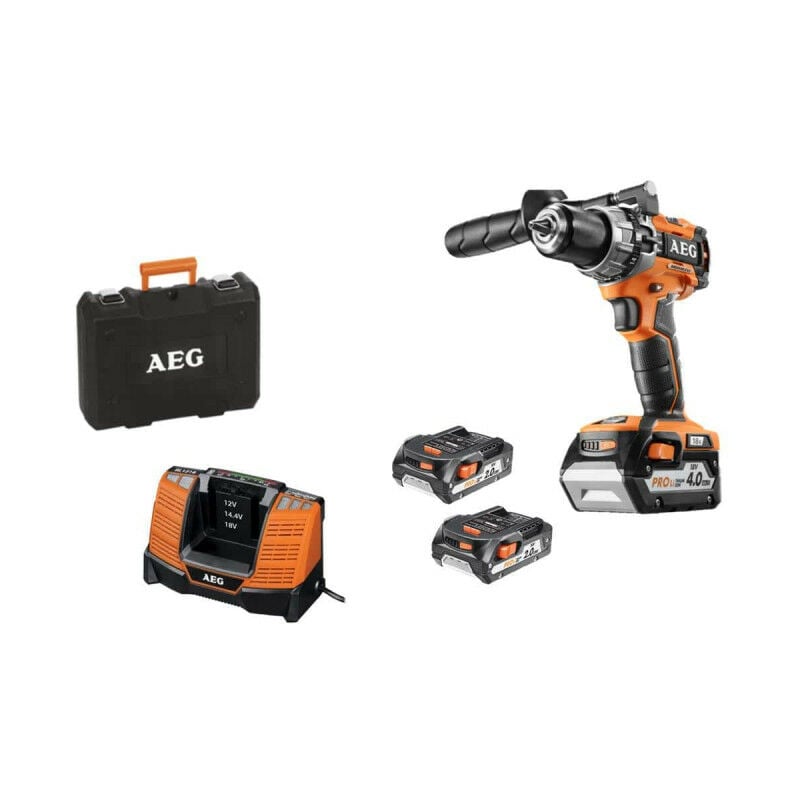 foto del prodotto aeg brushless compact drill 18 v 3 batterie caricabatterie bsb18c2blli x03c