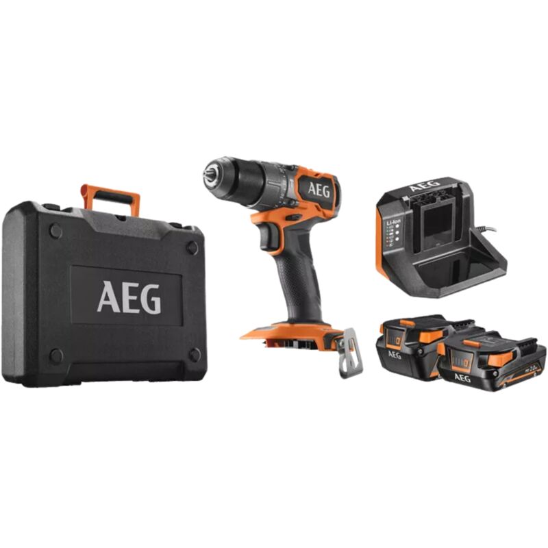 foto del prodotto aeg bsb18sbl2 x02c trapano percussione brushless subcompact 18v 65nm 2.0 4.0 ah
