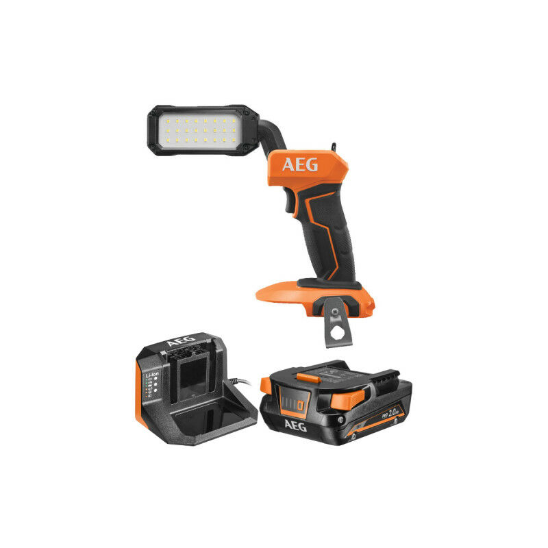 foto del prodotto aeg confezione lampada d ispezione led bfl18 1 18v testa orientabile 800 lumen 1 batteria 2,0ah 1 caricatore