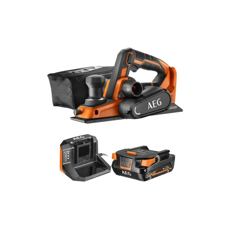 foto del prodotto aeg confezione pialla bho18bl 0 18v brushless 82mm 1 batteria 2.0ah 1 caricatore setl1820s