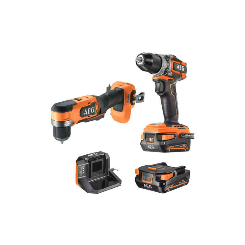 foto del prodotto aeg pack drill driver trapano angolare 18 v subcompatto senza spazzole 2 batterie 2,0 ah caricabatterie