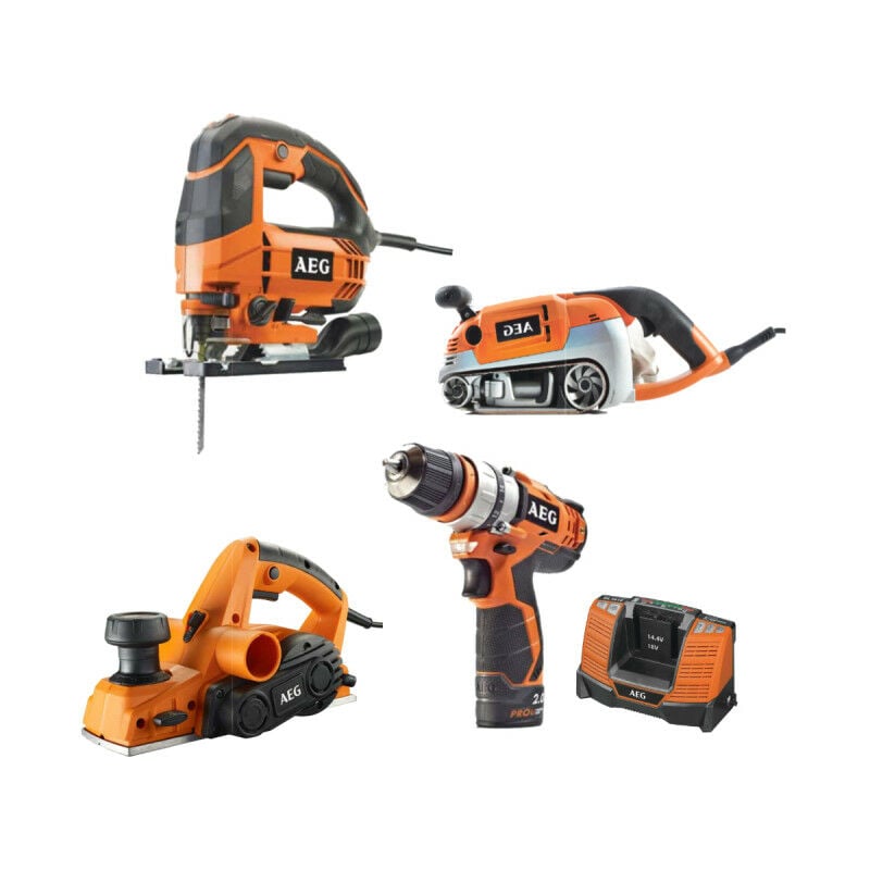 foto del prodotto aeg pack pialla 700w levigatrice elettrica a nastro 1010w sega a pendolo elettrica 700w trapano avvitatore 1