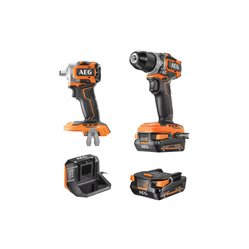 foto del prodotto aeg pack trapano avvitatore avvitatore a percussione 18 v subcompatto brushless 2 batterie 2,0 ah caricatore