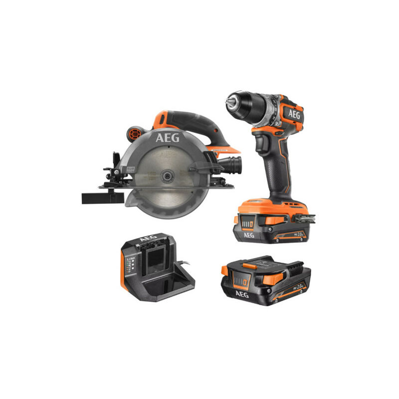 foto del prodotto aeg pack trapano avvitatore sega circolare 18 v subcompatto senza spazzole 2 batterie 2,0 ah caricabatterie