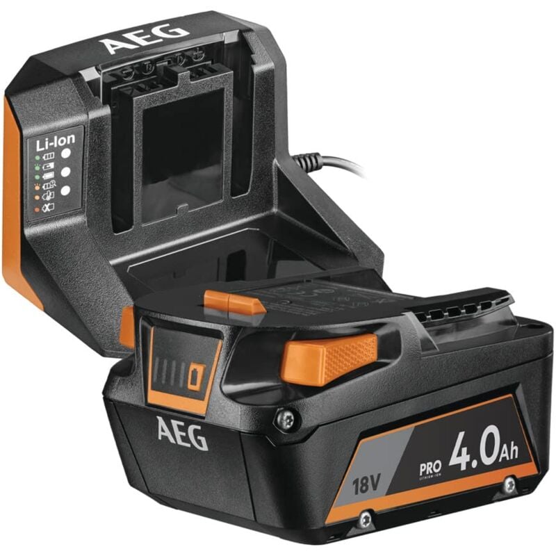 foto del prodotto aeg setl1840s kit caricabatterie e 1 batteria 18v 4.0 ah, con protezione termica e da sovraccarico, batteria 18v e caricatore al litio con