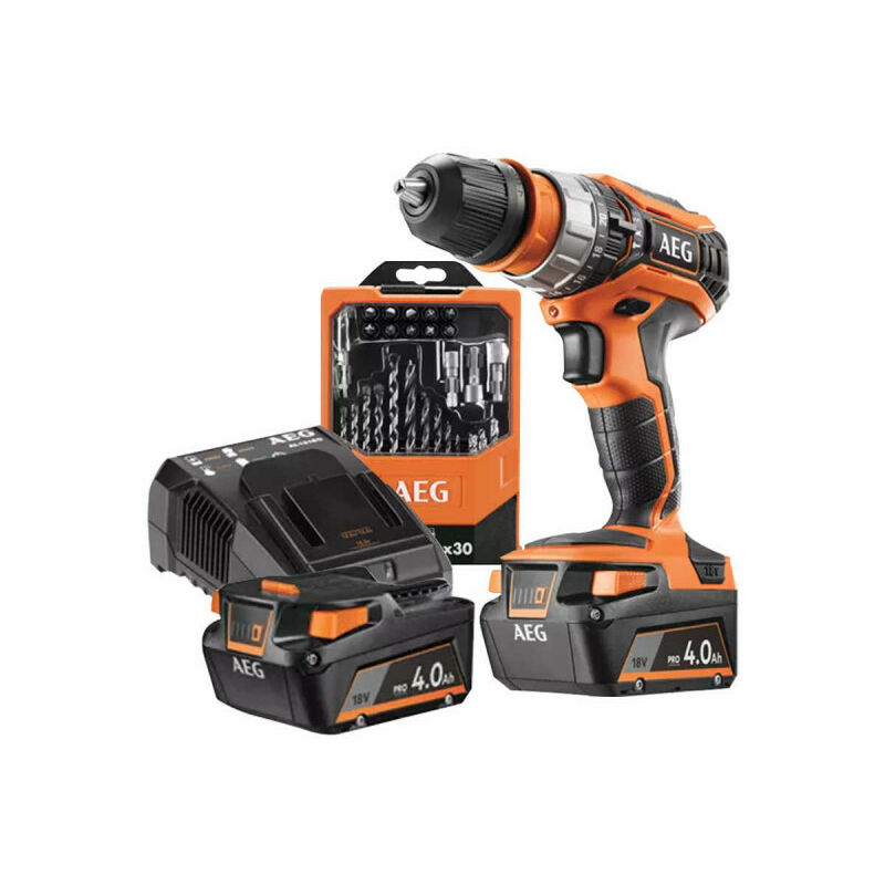 foto del prodotto aeg trapano a percussione 18v 2 batterie 4,0 ah 1 caricatore bsb18c2x 402c