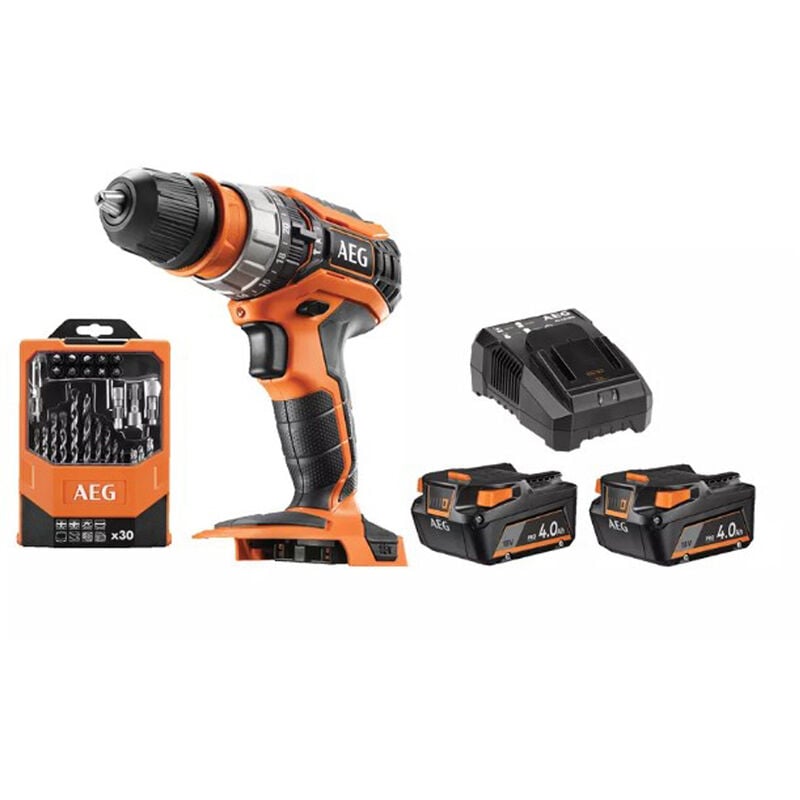 foto del prodotto aeg trapano a percussione a batteria bsb18c2xli 402ca 2 batterie 4ah set 30 acc.