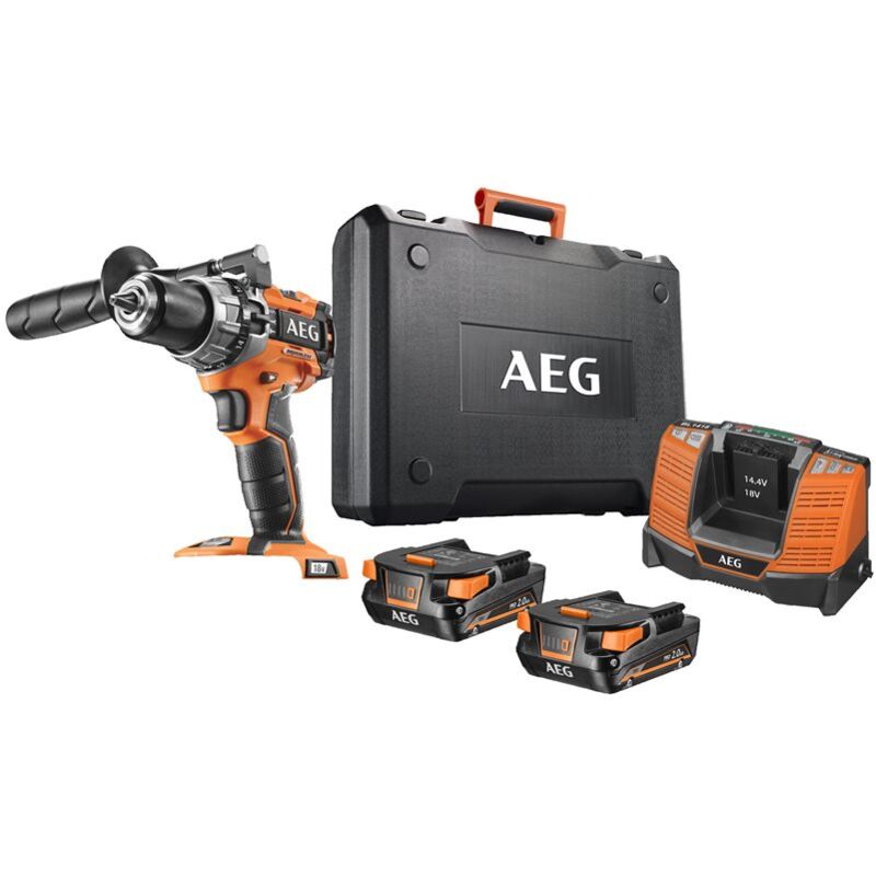 foto del prodotto aeg trapano a percussione senza spazzole 2 batterie al litio da 2ah e caricabatterie custodia bsb18c2blli 202c